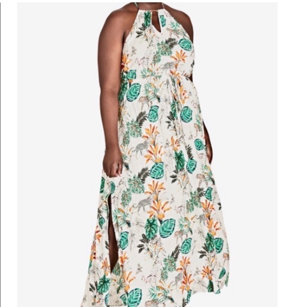 NWT Loralette Jungle Story Sweet Halter Maxi Dress